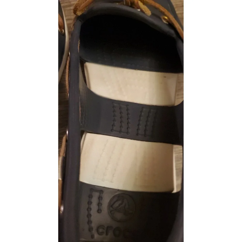 Crocs Beach Line Slip‎ On Boat Shoes Women's Size 6 Navy